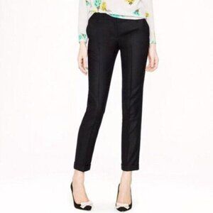 J. CREW / Cafe Capri Tollegno 1900 Cropped Pants Black Neutral Sz 8 Flawed
